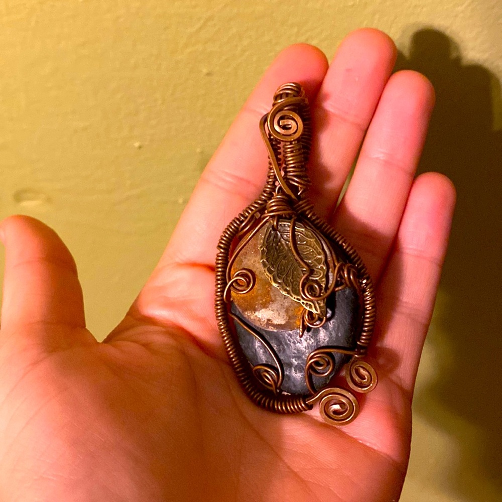 HOMEMADE! copper wire wrapped pendant